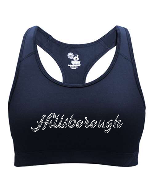 Rhinestones Hillsborough script text stones 1-color Girls' Sports Bra