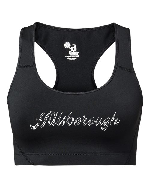 Rhinestones Hillsborough script text stones 1-color Girls' Sports Bra