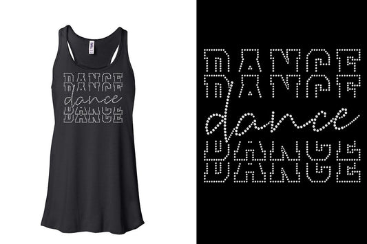 Rhinestones Dance Dance Dance Dance Youth Flowy Racerback Tank