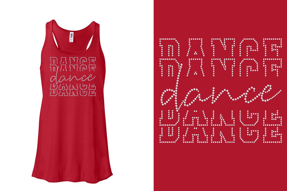 Rhinestones Dance Dance Dance Dance Youth Flowy Racerback Tank