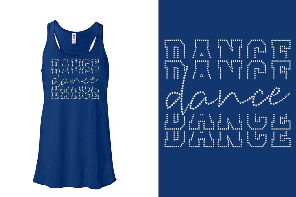 Rhinestones Dance Dance Dance Dance Youth Flowy Racerback Tank