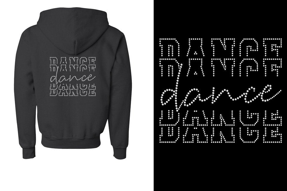 Rhinestones Dance Dance Dance Dance  Youth Unisex Zip Hoodie