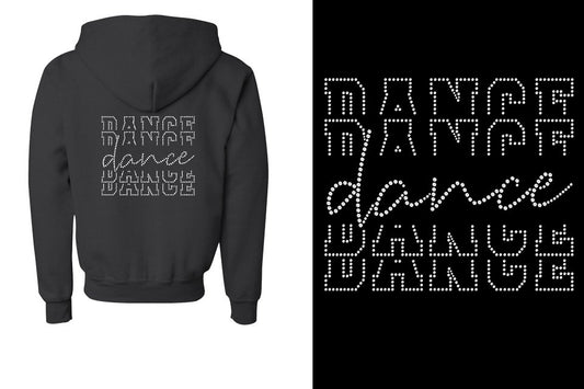 Rhinestones Dance Dance Dance Dance  Youth Unisex Zip Hoodie