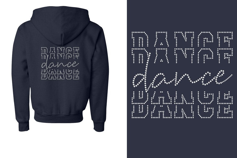 Rhinestones Dance Dance Dance Dance  Youth Unisex Zip Hoodie