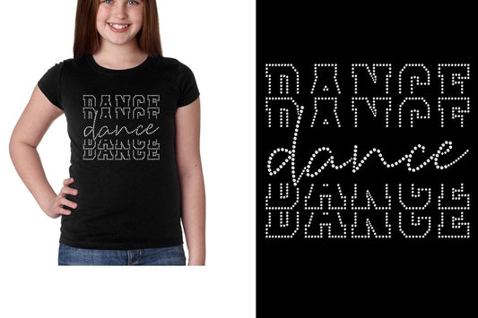 Rhinestones Dance Dance Dance Dance Girls' Princess T-Shirt