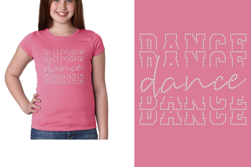 Rhinestones Dance Dance Dance Dance Girls' Princess T-Shirt