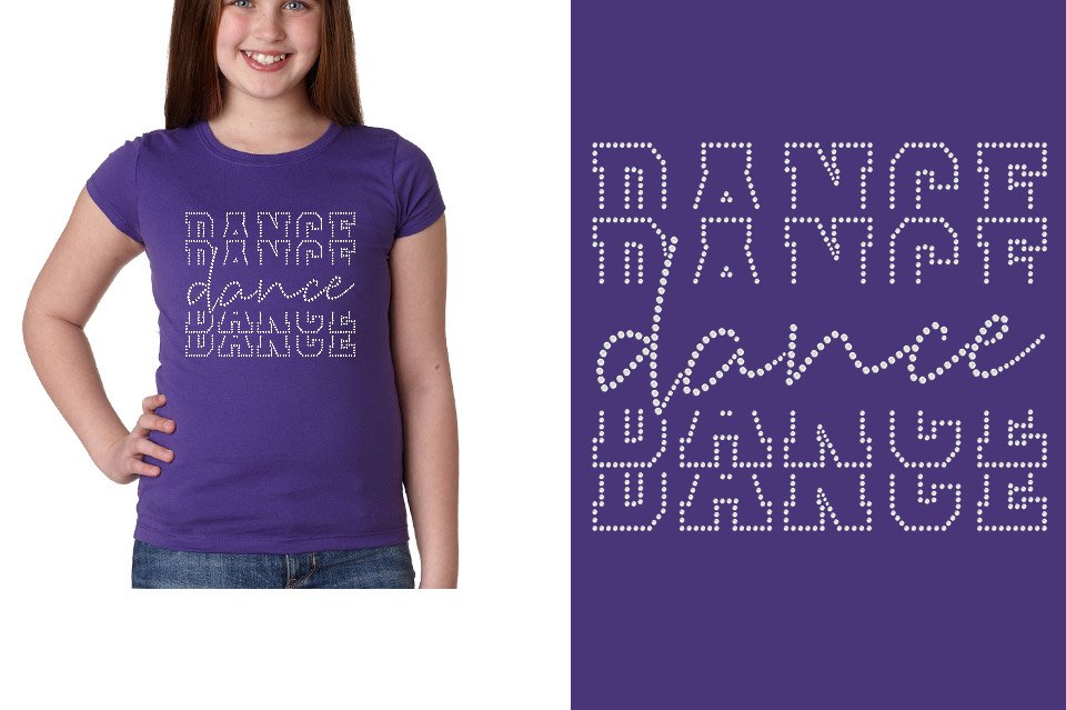 Rhinestones Dance Dance Dance Dance Girls' Princess T-Shirt