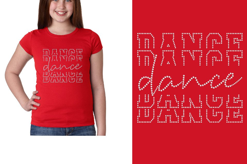 Rhinestones Dance Dance Dance Dance Girls' Princess T-Shirt