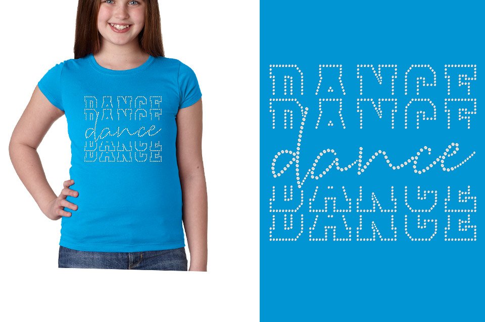 Rhinestones Dance Dance Dance Dance Girls' Princess T-Shirt