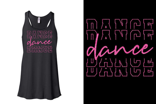 Dance Dance Dance Dance Glitter Youth Flowy Racerback Tank