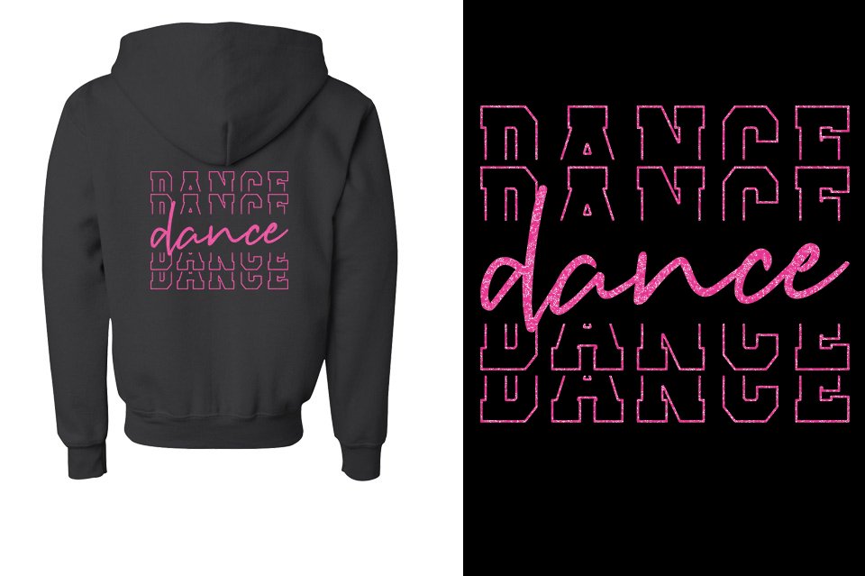 Dance Dance Dance Dance Glitter Youth Unisex Zip Hoodie