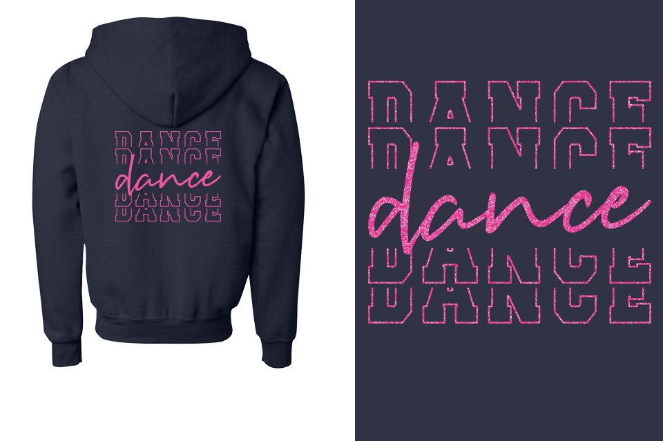 Dance Dance Dance Dance Glitter Youth Unisex Zip Hoodie